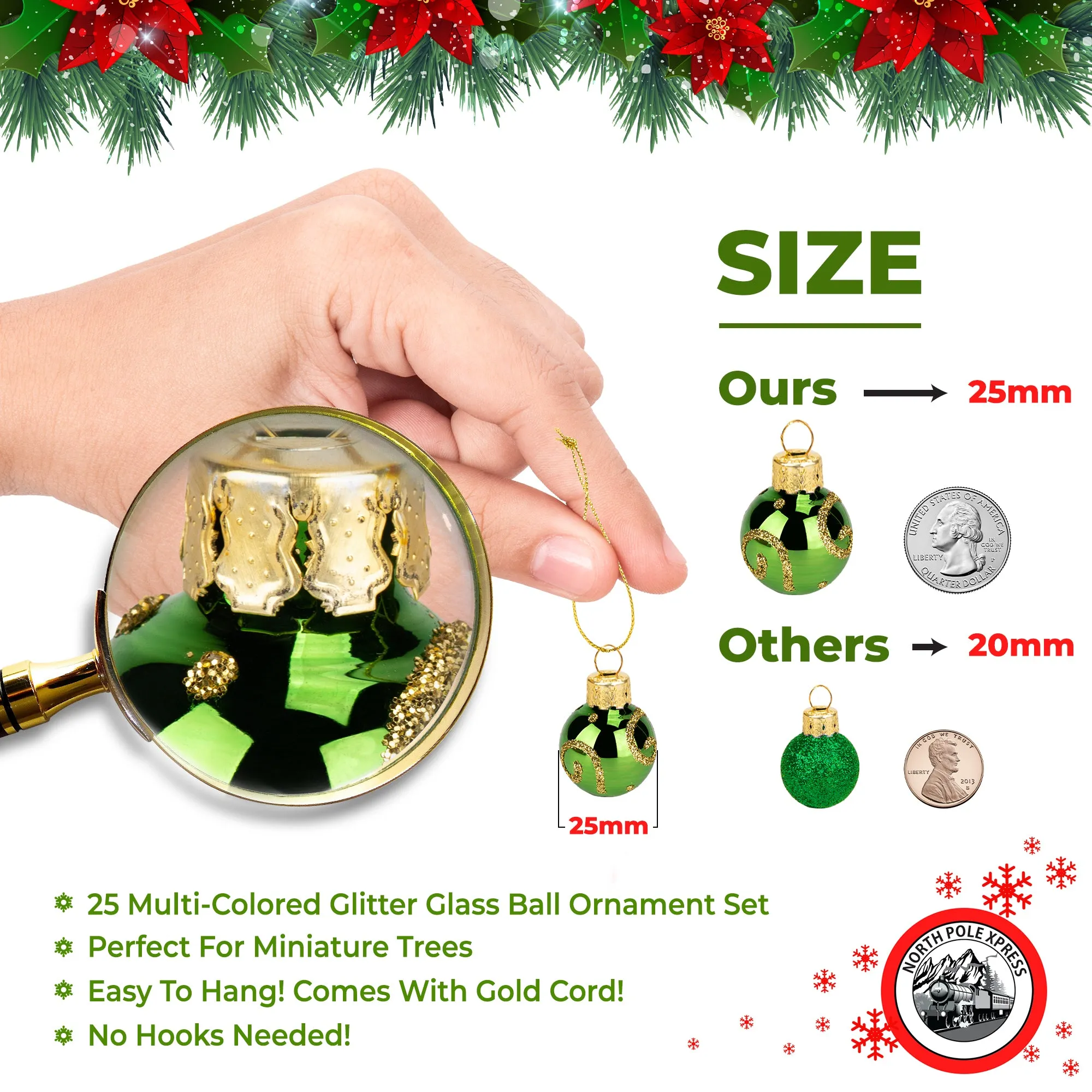 1 inch Mini Multicolor Vintage Glass Ball Ornaments - box 25