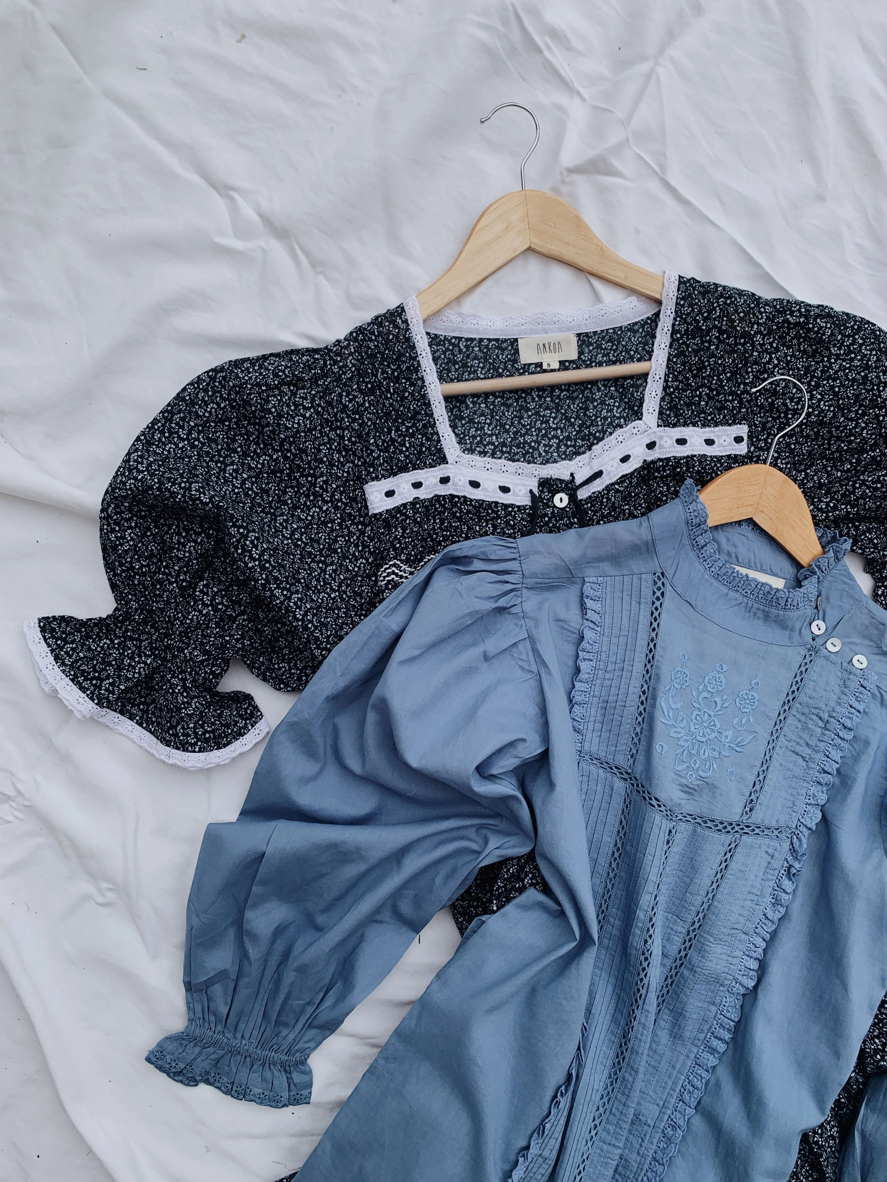 100% RECYCLED COTTON - PAULINA DUSTY BLUE COTTON BLOUSE