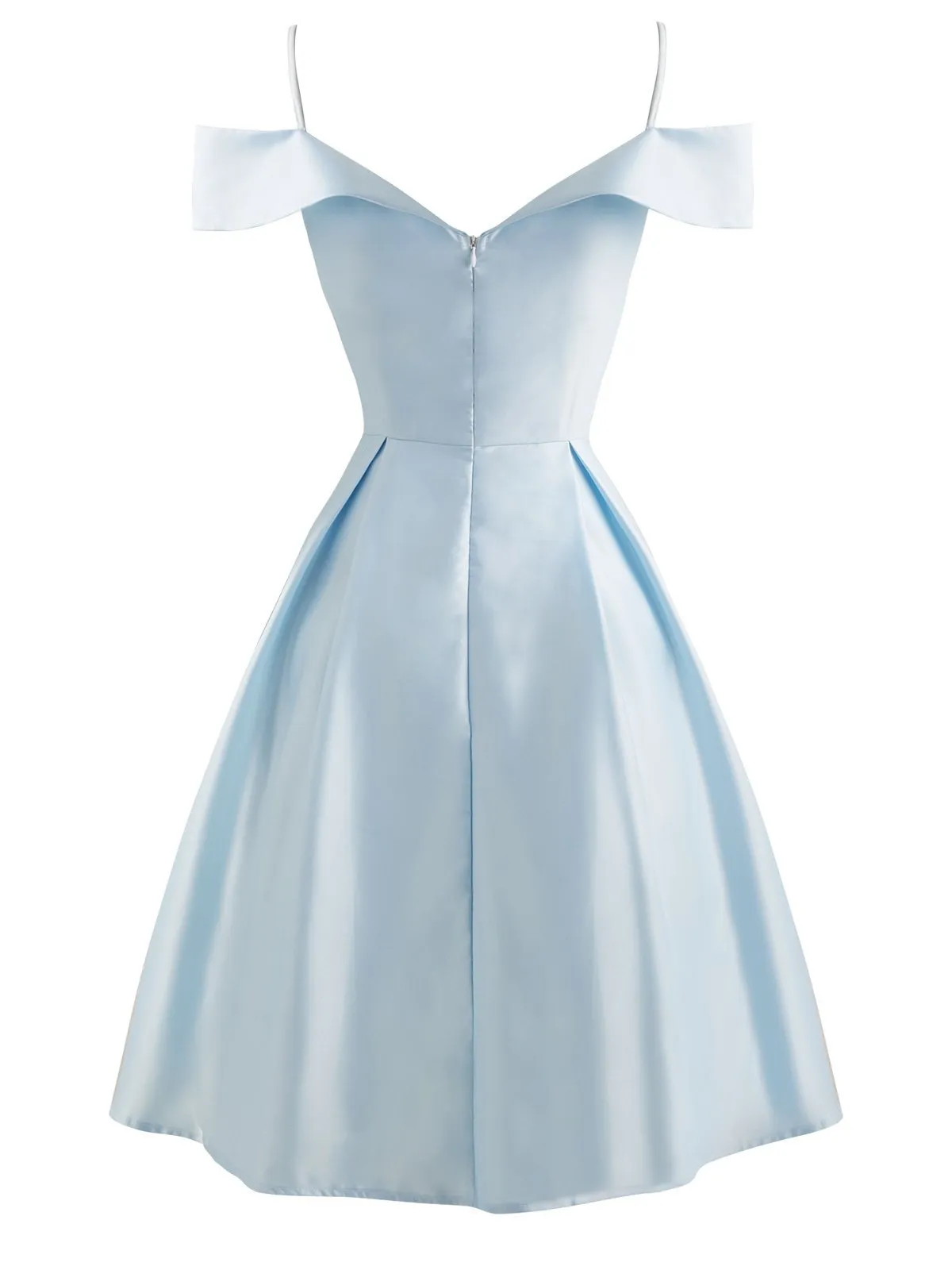 1950s Cold Shoulder Satin Bow Dress