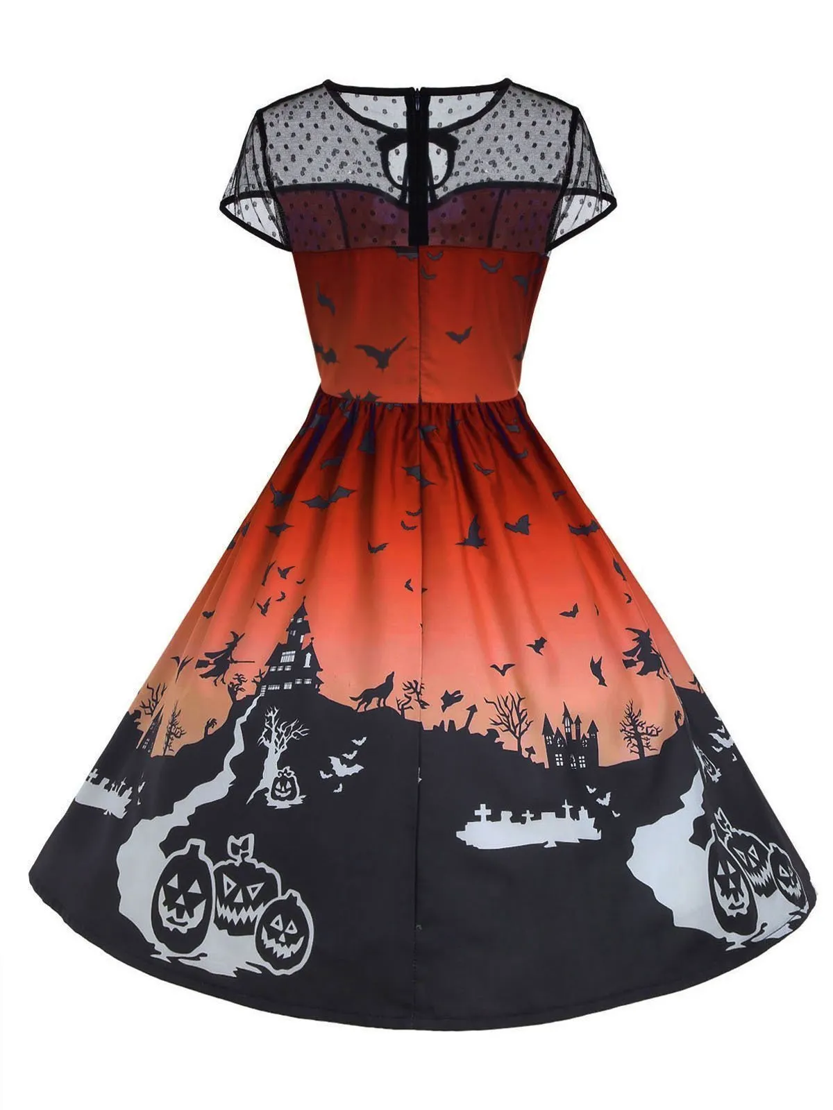 1950s Halloween Print Mesh Dress