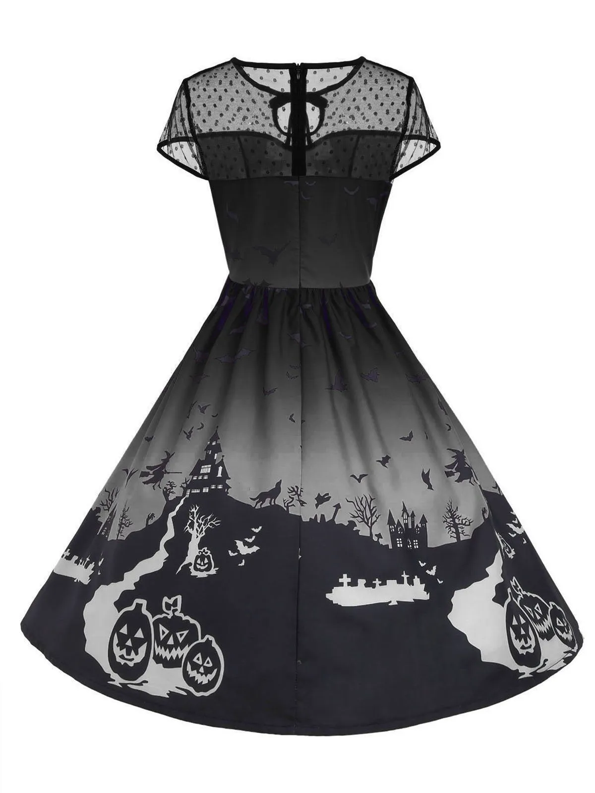 1950s Halloween Print Mesh Dress