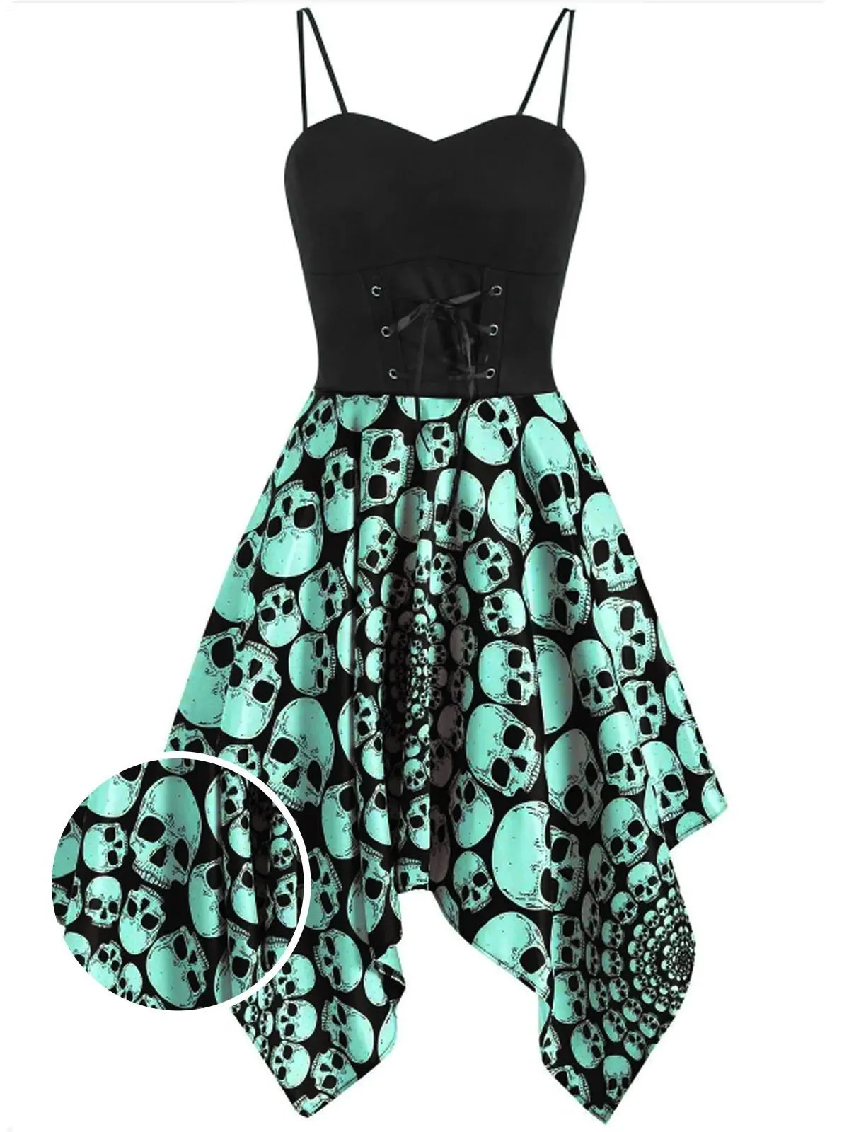 1950s Halloween Skull Lace-up Strap Dress