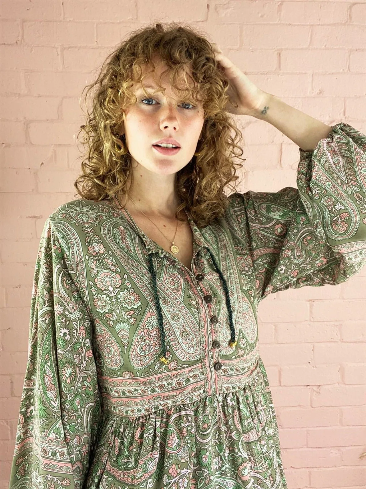 50% OFF Florence Smock Top in Sage & Blush Paisley Floral
