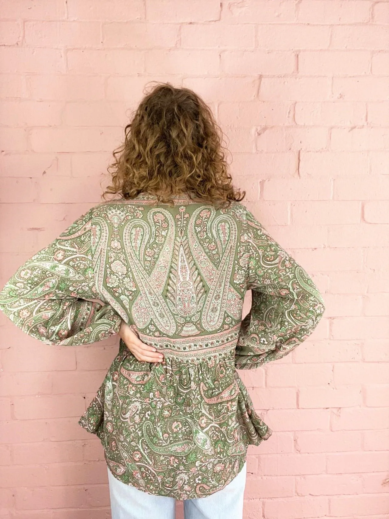 50% OFF Florence Smock Top in Sage & Blush Paisley Floral