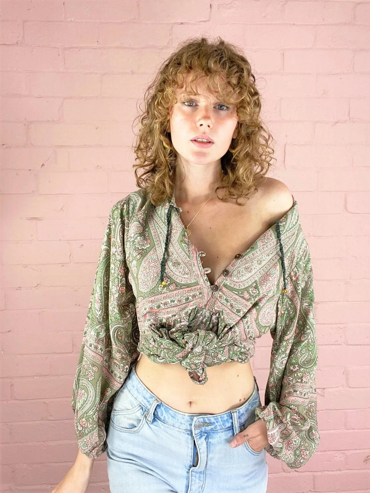 50% OFF Florence Smock Top in Sage & Blush Paisley Floral