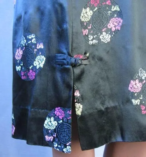 60s Alfred Shaheen Dress Women's Vintage Cheong Sam Brocade Asian Style Medium VFG