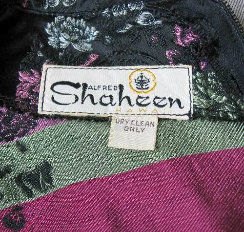 60s Alfred Shaheen Dress Women's Vintage Cheong Sam Brocade Asian Style Medium VFG