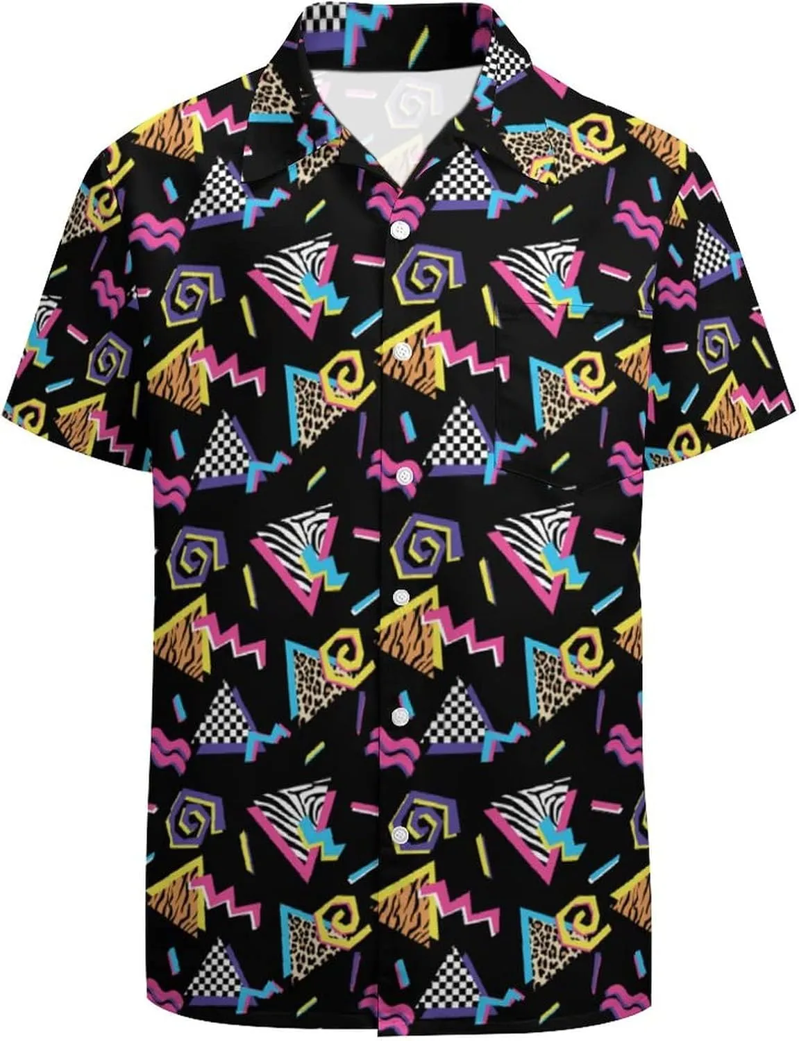 80s 90s Outfits for Women Retro Theme Party Disco Shirt 80s Hawaiian Shirt Neon Button Down Short Sleeve Blouse Tops