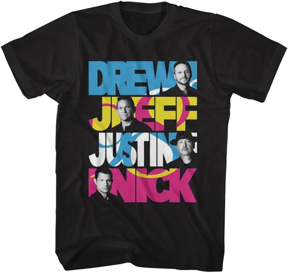 98 Degrees Group Names Adult Black Short Sleeve T Shirt Vintage Style 90s Boy Band Graphic Tees