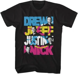 98 Degrees Group Names Adult Black Short Sleeve T Shirt Vintage Style 90s Boy Band Graphic Tees