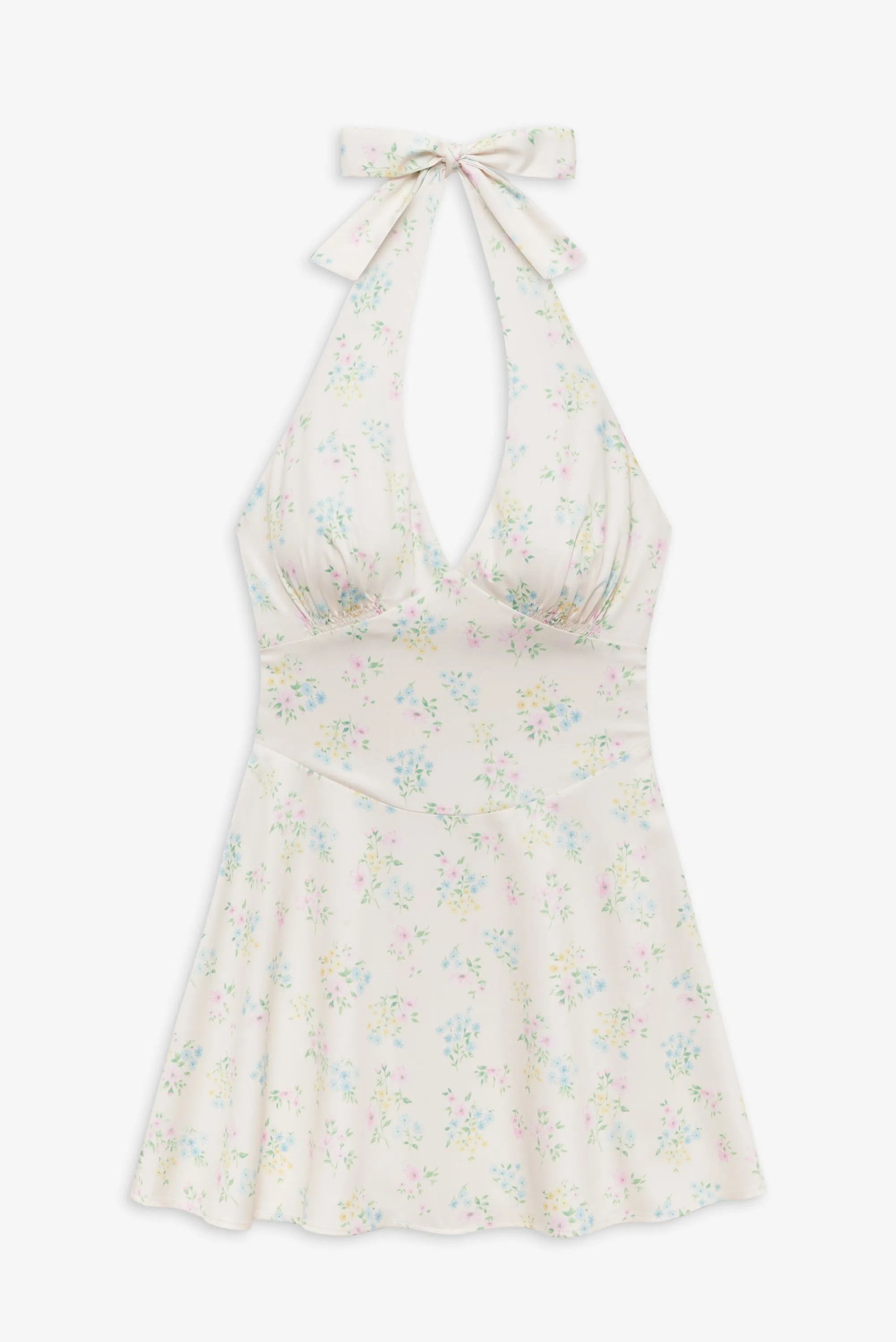 Audrey Floral Satin Mini Dress - French Riviera