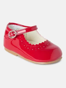 Baby Girl MARY JANE Shoes Emma Scalloped Trim  - Red