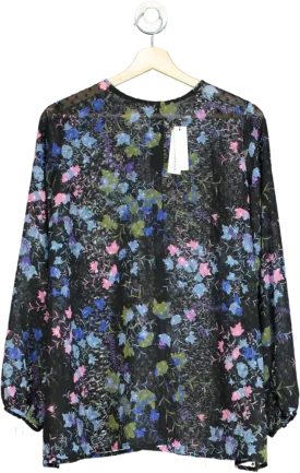Bella Singleton Black Floral Print Blouse S