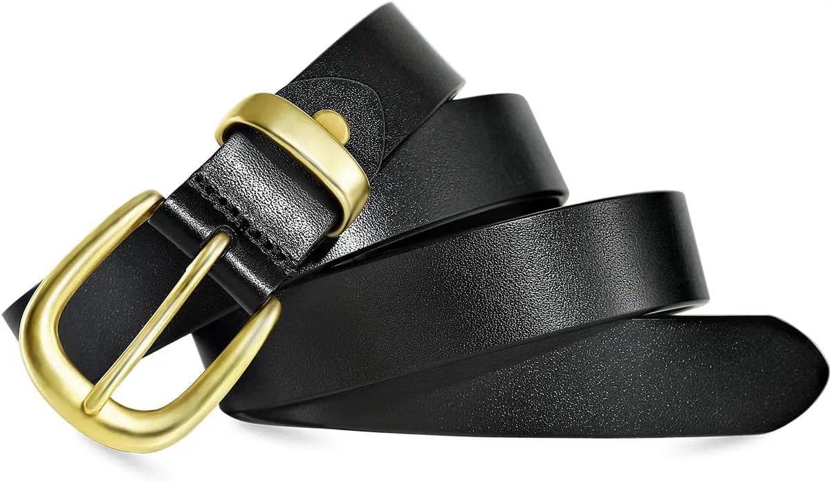 Belts for Women Full Grain genuine leather belts Pants Brass Buckle Brown belt women Western Cowgirl Belts for Jeans