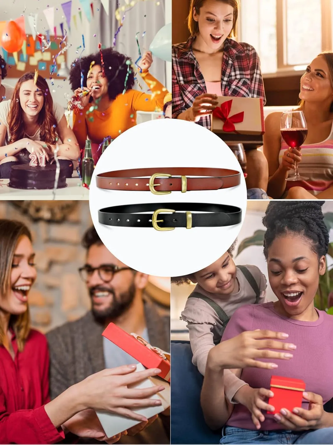 Belts for Women Full Grain genuine leather belts Pants Brass Buckle Brown belt women Western Cowgirl Belts for Jeans