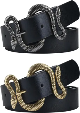 Belts for Women,Women Fashion Leather Belt for Dress with Snake Buckle