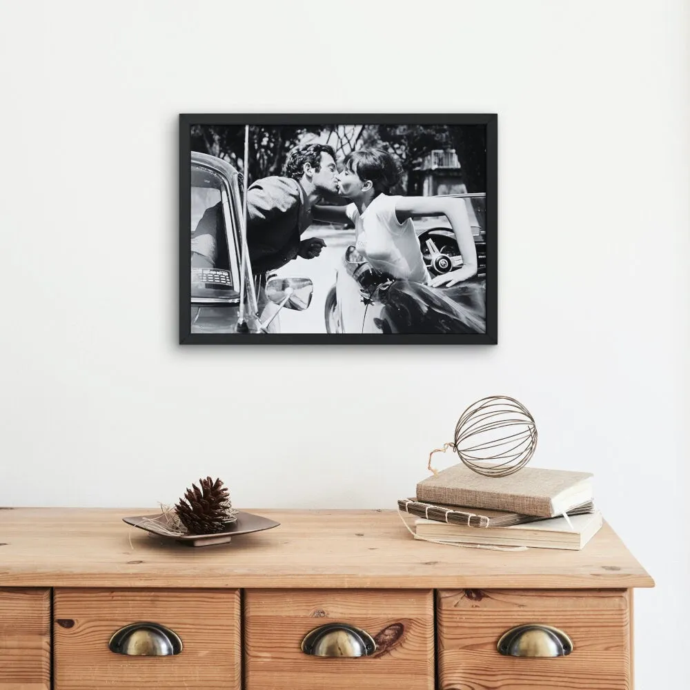 Black & White Classic Movie Poster PRINTABLE WALL ART, Vintage Car, Vintage Wall Art, Retro Wall Decor, Old Hollywood, The Kiss Poster, Glam