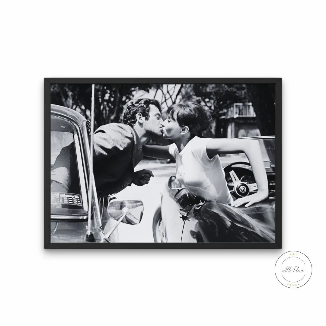 Black & White Classic Movie Poster PRINTABLE WALL ART, Vintage Car, Vintage Wall Art, Retro Wall Decor, Old Hollywood, The Kiss Poster, Glam