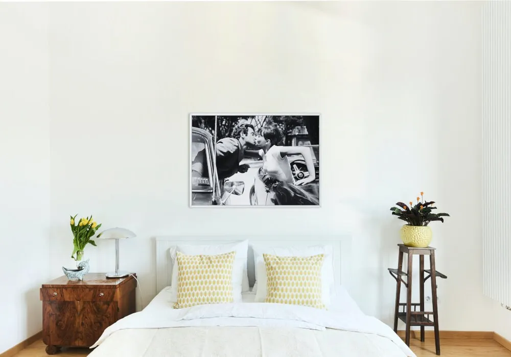Black & White Classic Movie Poster PRINTABLE WALL ART, Vintage Car, Vintage Wall Art, Retro Wall Decor, Old Hollywood, The Kiss Poster, Glam