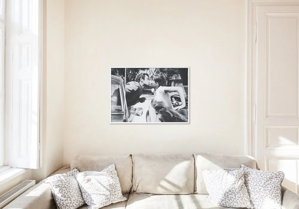 Black & White Classic Movie Poster PRINTABLE WALL ART, Vintage Car, Vintage Wall Art, Retro Wall Decor, Old Hollywood, The Kiss Poster, Glam