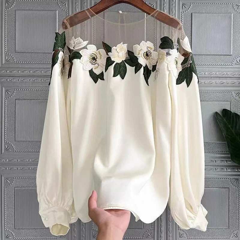 Brittany Floral Embroidered Designer Blouse