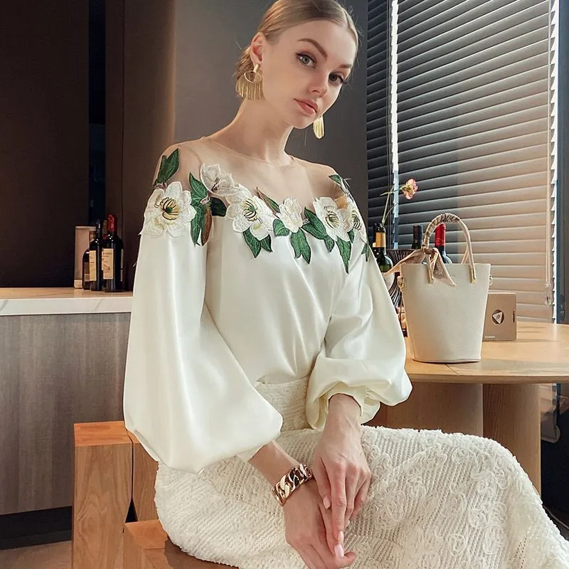 Brittany Floral Embroidered Designer Blouse