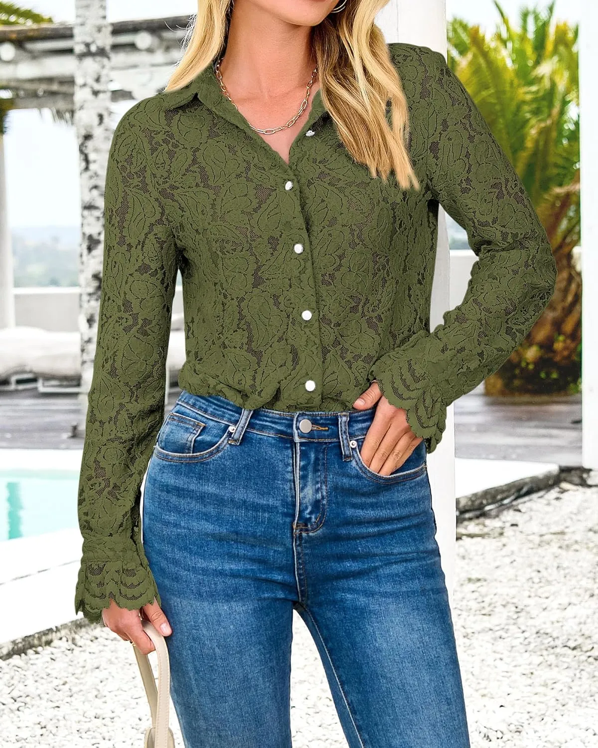 BTFBM Long Sleeve Lace Blouses for Women 2025 Spring Dressy Casual Button Down Shirts Date Night Outfit Club Party Tops