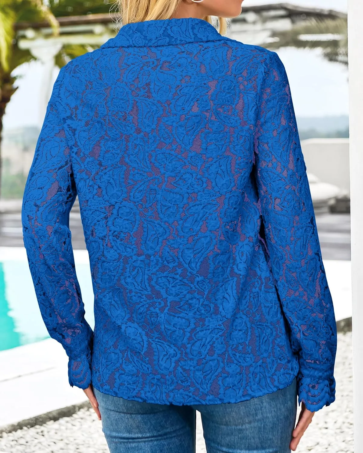 BTFBM Long Sleeve Lace Blouses for Women 2025 Spring Dressy Casual Button Down Shirts Date Night Outfit Club Party Tops