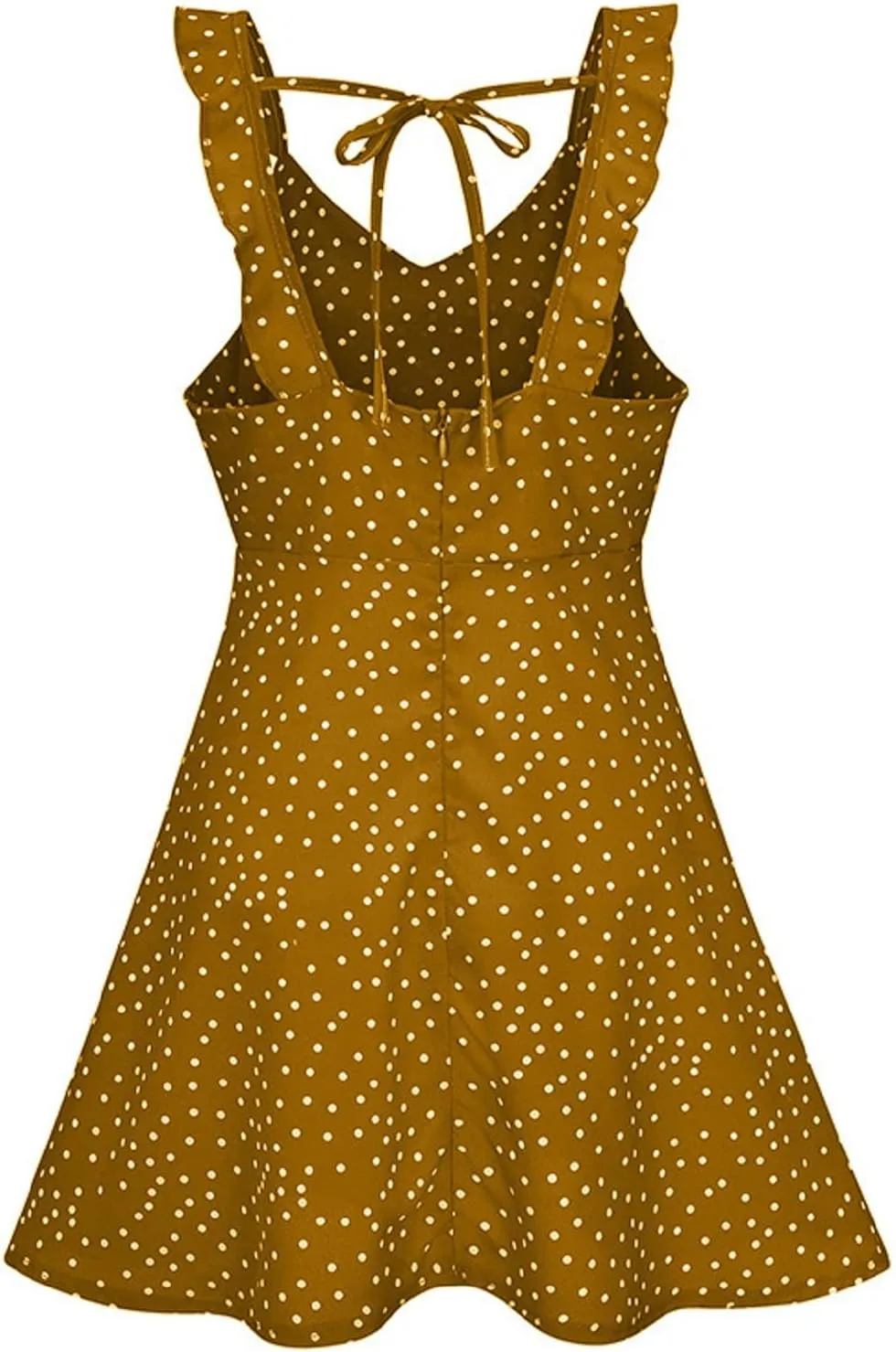 CHARTOU Women's Sexy Plunge V Neck Back Bow-Tie Spaghetti Straps Polka Dot Flared Mini Dress