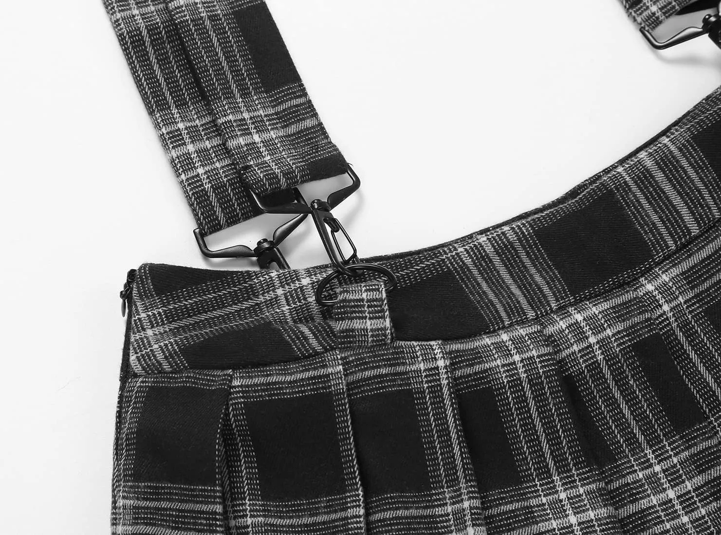 chouyatou Women's Cool Sweet A-Line Decorative Strap Plaid Pleated Mini Skirt
