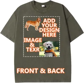 Custom Oversized T Shirts Vintage Tee Loose Fit Casual Streetwear Baggy Washed Cotton Personalized Add Your Own Design