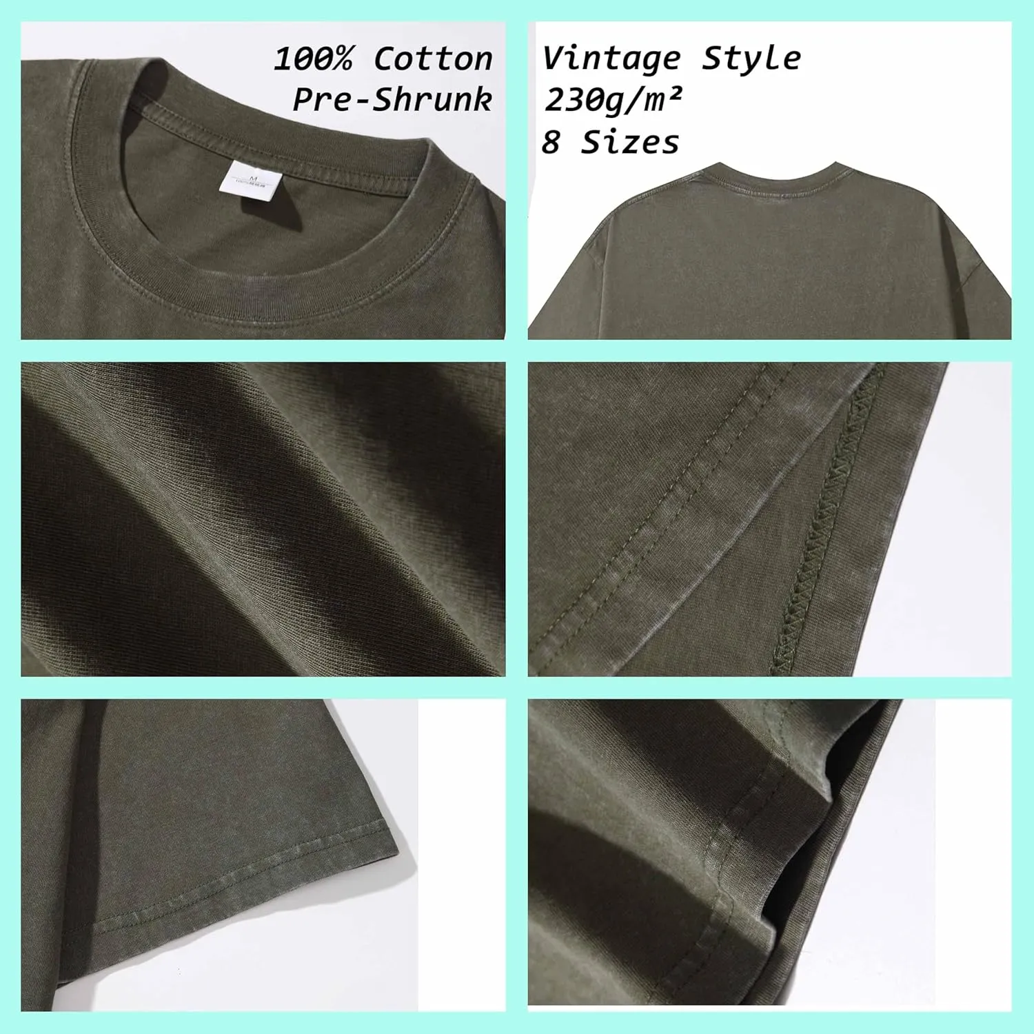 Custom Oversized T Shirts Vintage Tee Loose Fit Casual Streetwear Baggy Washed Cotton Personalized Add Your Own Design