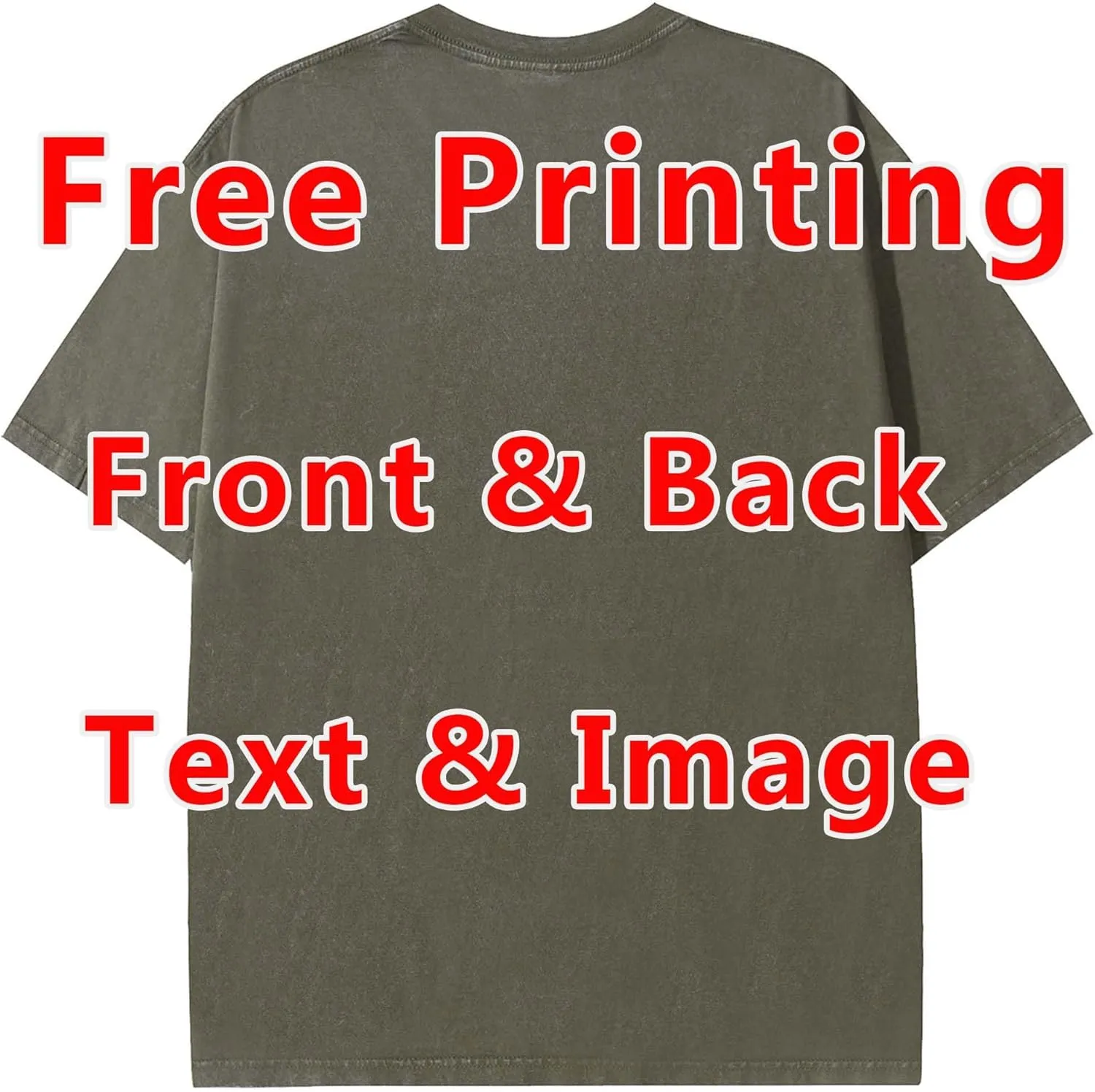 Custom Oversized T Shirts Vintage Tee Loose Fit Casual Streetwear Baggy Washed Cotton Personalized Add Your Own Design