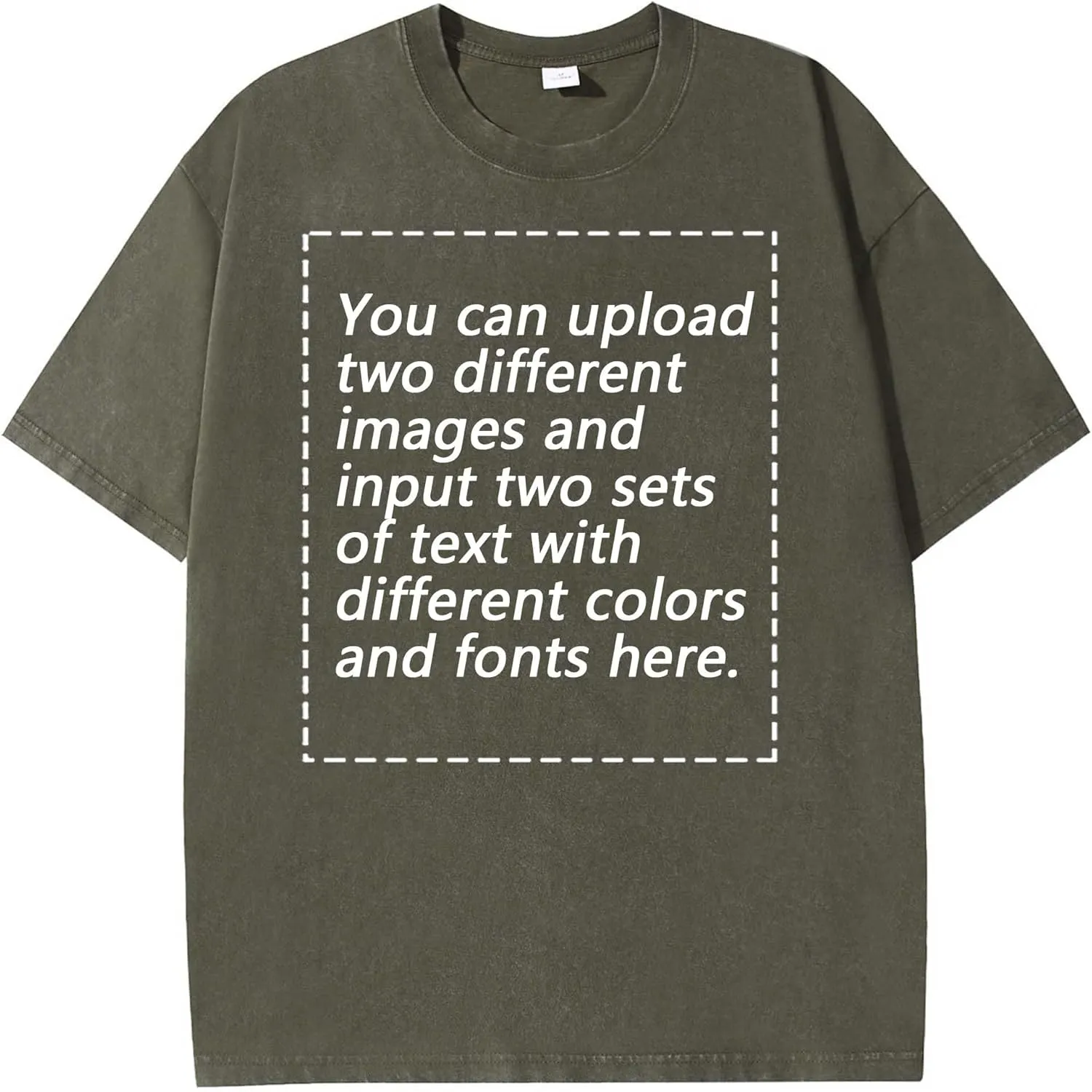 Custom Oversized T Shirts Vintage Tee Loose Fit Casual Streetwear Baggy Washed Cotton Personalized Add Your Own Design