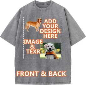 Custom Oversized T Shirts Vintage Tee Loose Fit Casual Streetwear Baggy Washed Cotton Personalized Add Your Own Design