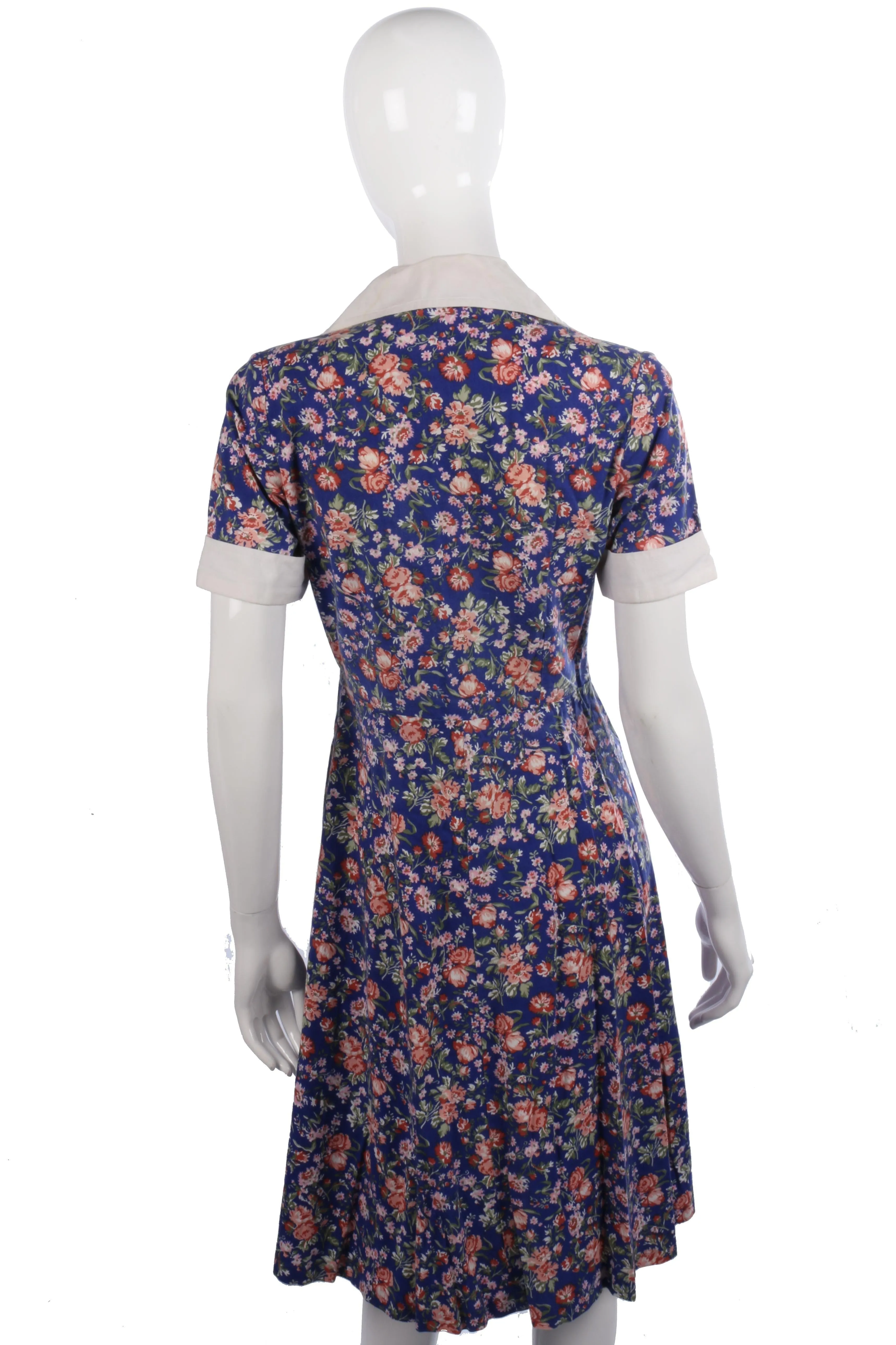 Devonshire Lady cotton vintage floral blue dress size M