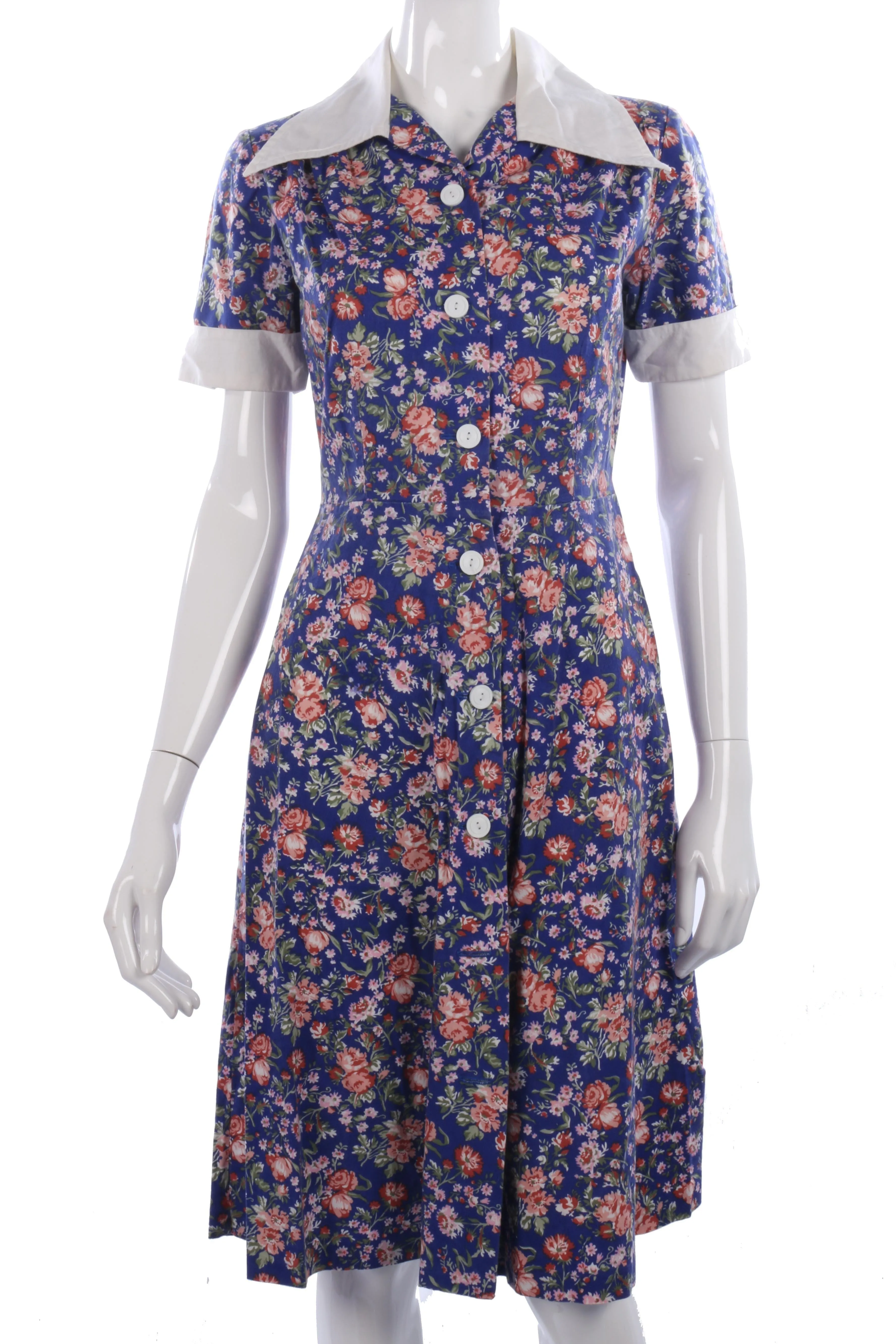 Devonshire Lady cotton vintage floral blue dress size M