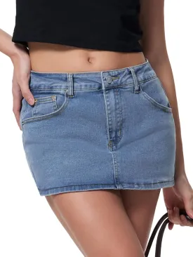 EMMIOL Women Denim Skort Skirt Stretchy Mid Waist Y2K Sexy Mini Skirts Dressy Casual Jean Skorts