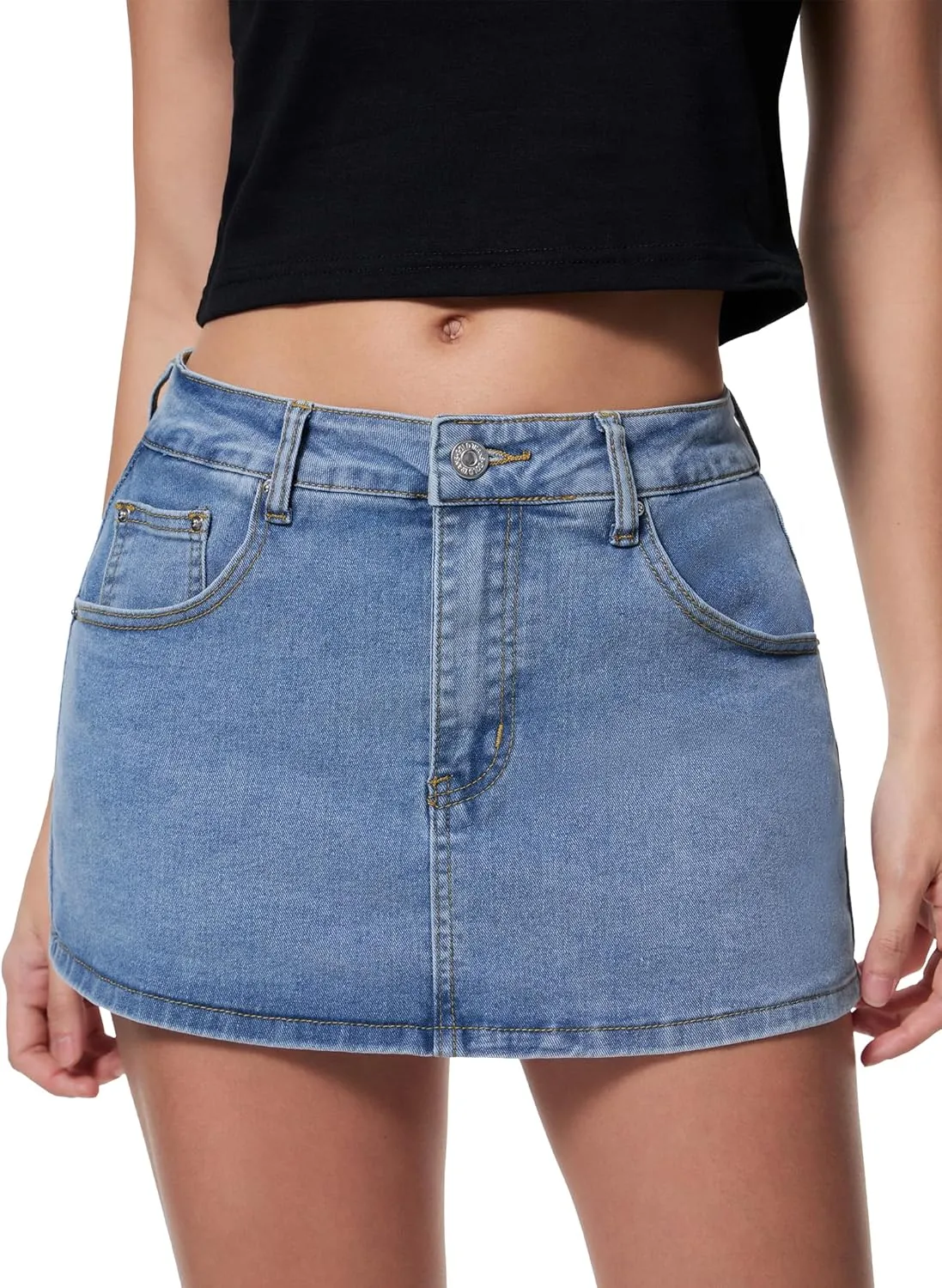 EMMIOL Women Denim Skort Skirt Stretchy Mid Waist Y2K Sexy Mini Skirts Dressy Casual Jean Skorts