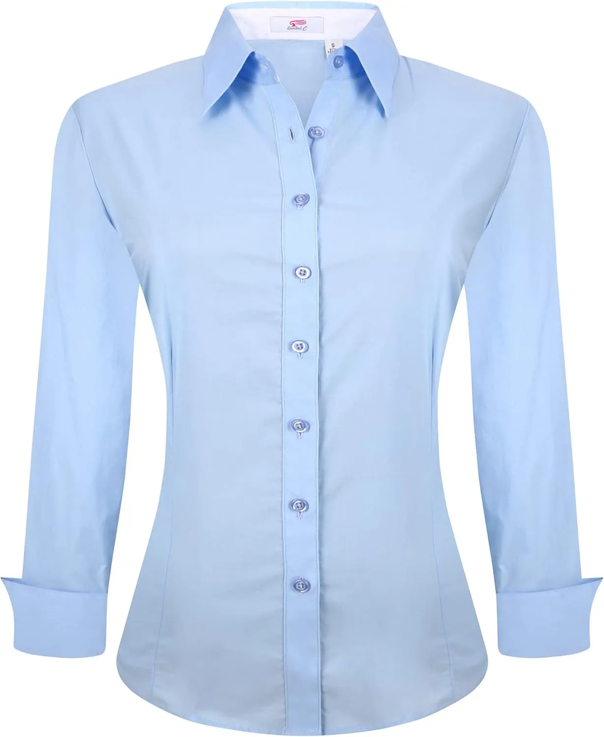 Esabel.C Womens Button Down Shirts Long Sleeve Regular Fit Stretch Work Blouse