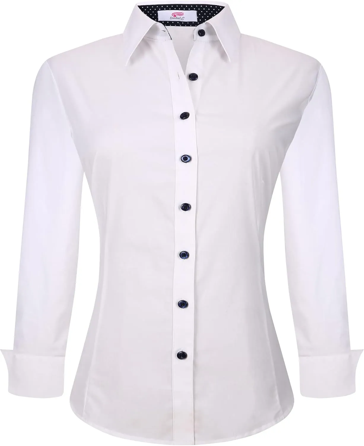 Esabel.C Womens Button Down Shirts Long Sleeve Regular Fit Stretch Work Blouse