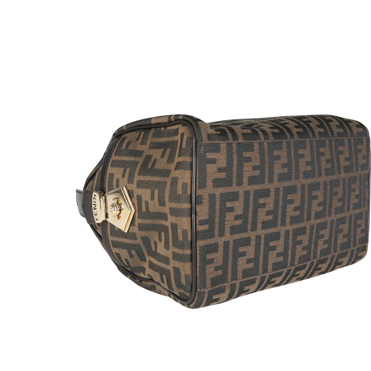 Fendi Vintage Monogram Tabacco Zucca Print Canvas & Moro Leather Medium Boston Bag