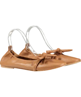 Flattered Brown Polly Flat Leather Pumps UK 7 EU 40 👠