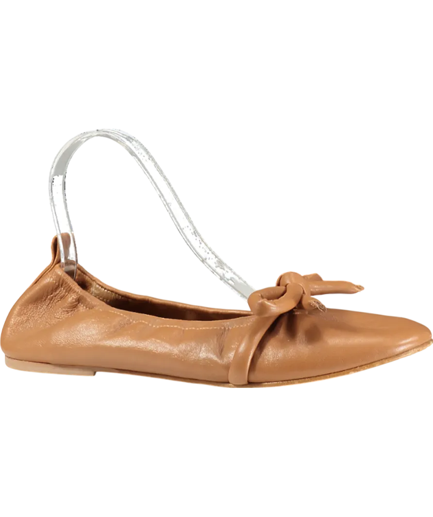 Flattered Brown Polly Flat Leather Pumps UK 7 EU 40 👠