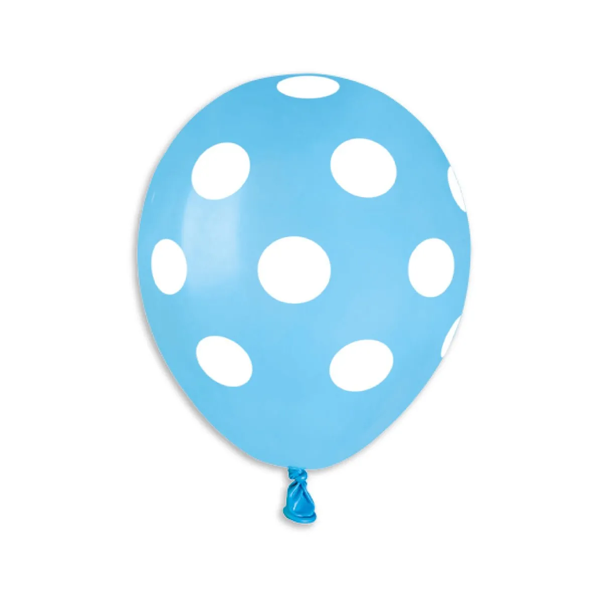 Gemar Latex Balloon #009 Light Blue Polka Dots White Printed 5inch 100 Count Solid Color