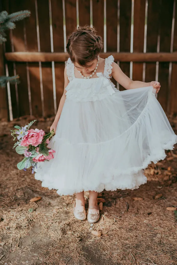 Kryssi Kouture Exclusive Girls White Spencer Tulle Twirl Dress