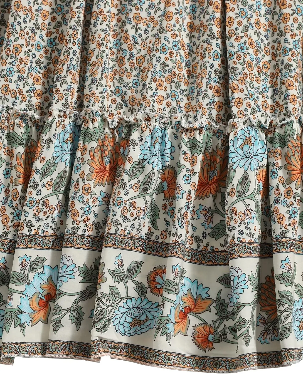 Milumia Women Boho Vintage Floral Print Long Skirt Summer Tiered Maxi Skirt