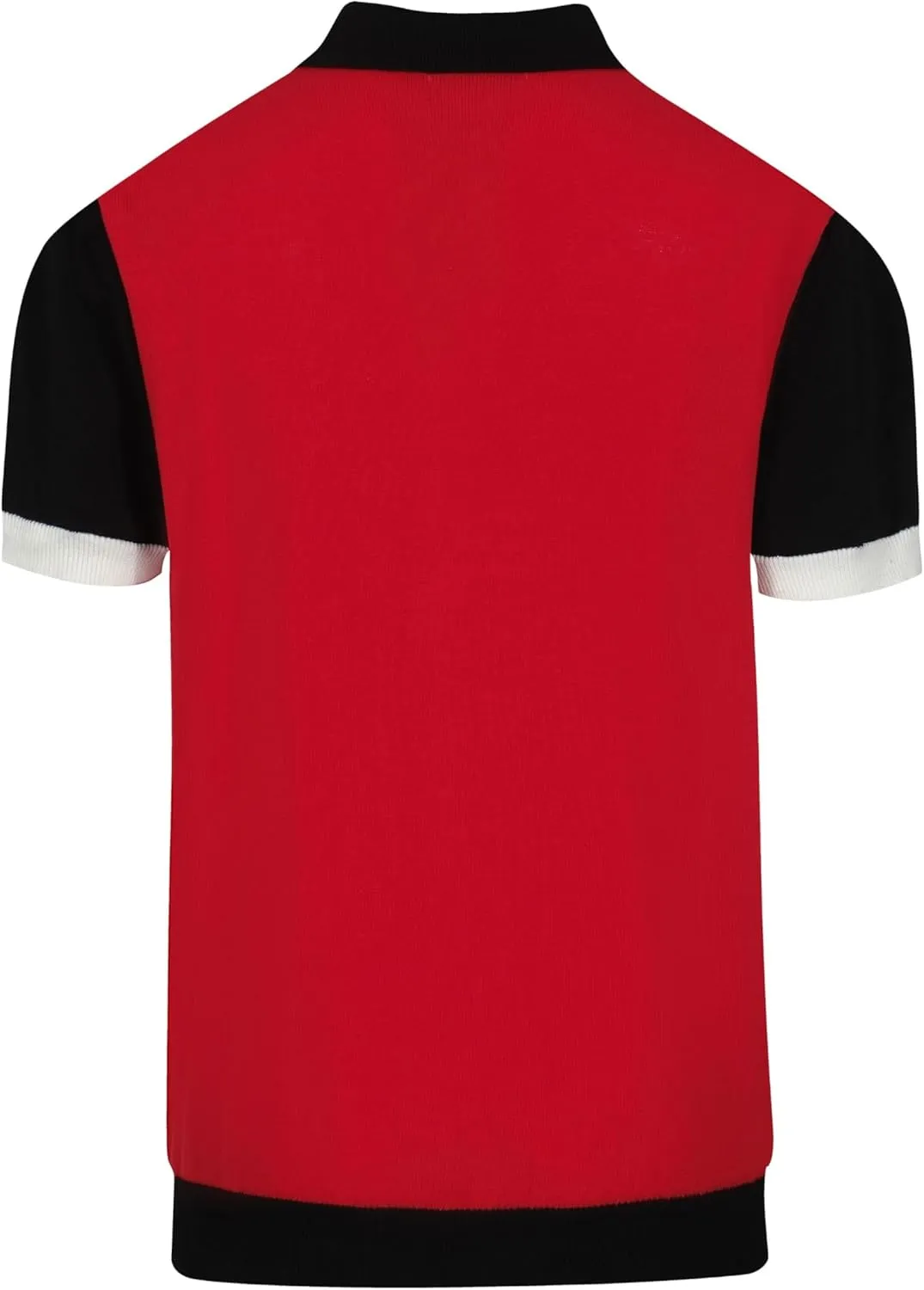 OXKNIT Men Knit Polo Shirts Short Sleeve Red Vintage Polo Shirt Casual Golf Shirts with Black White Wave
