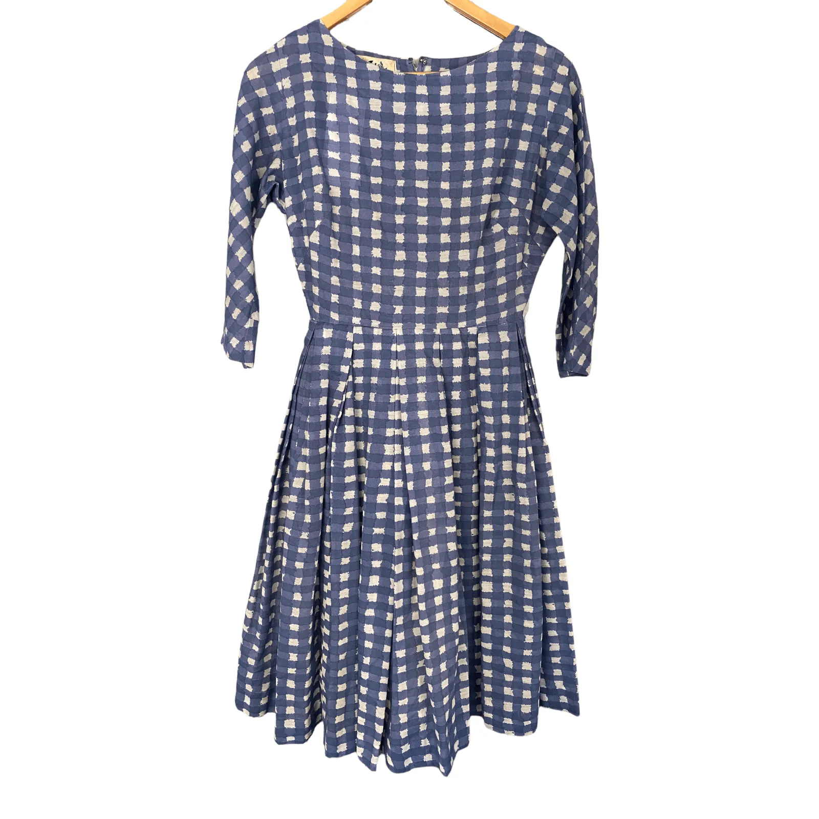 Styled By Tudor Vintage Cotton Dress Blue Gingham Check UK Size 10