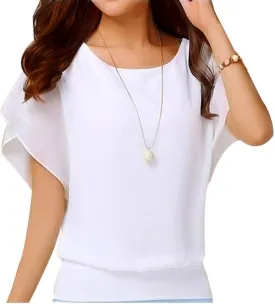VIISHOW Women's Summer Loose Casual Short Sleeve Chiffon Top T-Shirt Blouse